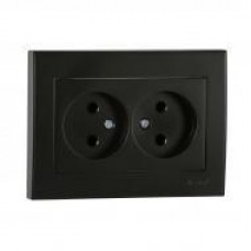 Розетка двойная б/з LEZARD Rain антрацит