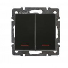 Выключатель двойной с подсветкой LEZARD Rain антрацит