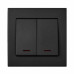 Выключатель двойной с подсветкой LEZARD Rain антрацит