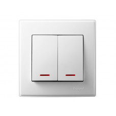 Выключатель двойной с подсветкой LEZARD Lesya белый