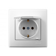 Розетка с заземлением с крышкой LEZARD Lesya белый