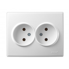 Розетка двойная б/з (керамика) белая LEZARD Lesya