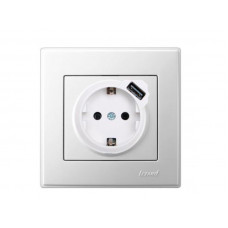 Розетка с/з + USB LEZARD Lesya белый