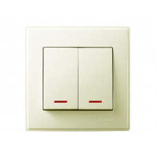 Выключатель двойной с подсветкой LEZARD Lesya крем