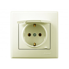 Розетка с заземлением с крышкой LEZARD Lesya крем