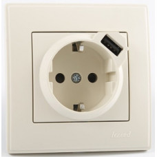 Розетка з/з+ USB зарядка LEZARD Lesya крем