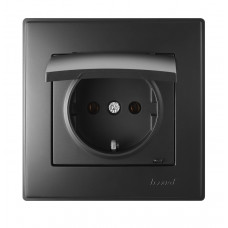 Розетка с заземление с крышкой LEZARD Lesya антрацит