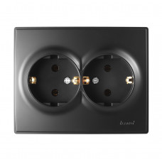 Розетка двойная с заземлением LEZARD Lesya антрацит