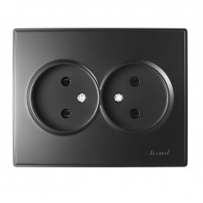 Розетка двойная без заземления LEZARD Lesya антрацит