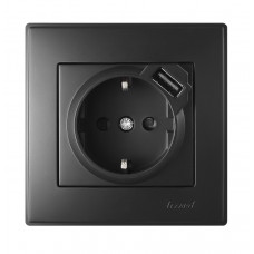 Розетка с/з + USB LEZARD Lesya антрацит