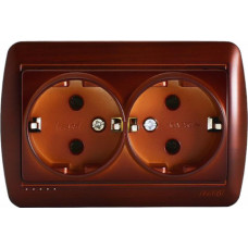 Розетка двойная с заземлением закрытый корпус LEZARD Demet античный кедр