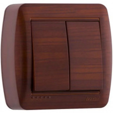 Выключатель двойной LEZARD Demet античный махагон