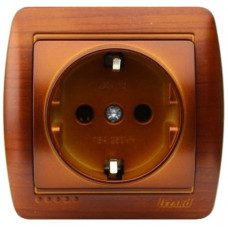 Розетка с заземлением LEZARD Demet античный махагон