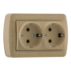 Розетка двойная с заземлением закрытый корпус LEZARD Demet клен