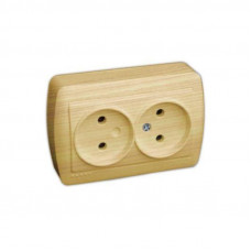 Розетка двойная без заземлением закрытый корпус LEZARD Demet клен