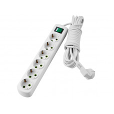 Удлинитель c заземлением 6 входов 3 метра с выключателем Lezard LETITIA