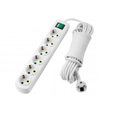 Удлинитель c заземлением 6 входов 5 метров с выключателем Lezard LETITIA