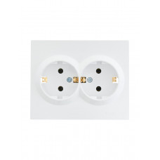 Розетка двойная с/з ПБТ LEZARD VESNA белая (10шт/120шт)