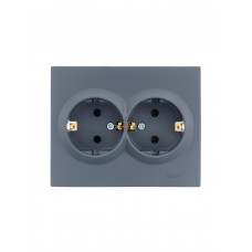 Розетка двойная с/з Шеффилд Г рей LEZARD VESNA
