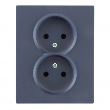 Розетка двойная б/з Шеффилд Грей LEZARD VESNA