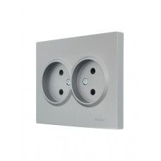 Розетка двойная б/з ПБТ LEZARD VESNA серая (10шт/120шт)