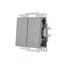 Выключатель двойной LEZARD VESNA серый (10шт/120шт)