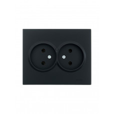 Розетка двойная б/з ПБТ LEZARD VESNA черная (10шт/120шт)