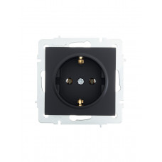 Розетка с/з ПБТ LEZARD VESNA черная (10шт/120шт) (без рамки)