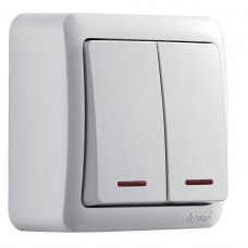 Выключатель двойной с подсветкой LEZARD Viola белый