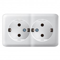 Розетка двойная с/з закрытый корпус (12шт/уп) Lezard белый