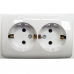 Розетка двойная с/з закрытый корпус (12шт/уп) Lezard белый