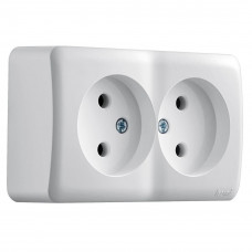 Розетка двойная без заземления закрытый корпус LEZARD Viola белый