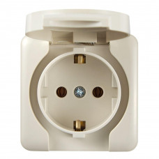 Розетка с/з с крышкой (12шт/уп) Lezard крем