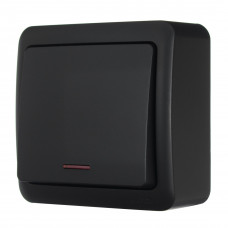 Выключатель одноклавишный с подсветкой антрацит LEZARD VIOLA