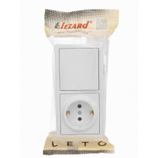 Выключатель с накладной розеткой Lezard LETO 10A, 16A, 250V (белый)