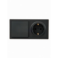 Проходной выключатель + накладная розетка с защитным механизмом Lezard LETO 10A, 16A, 250V