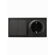 Проходной выключатель с накладной розеткой, крышкой и защитными шторками Lezard LETO 10A, 16A, 250V