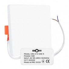 Светильник светодиодный Biom UNI-2-S12W-5 12Вт квадратный 5000К, Качество