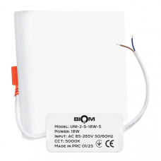 Светильник светодиодный Biom UNI-2-S18W-5 18Вт квадратный 5000К, Качество