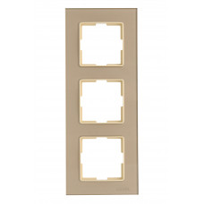 Рамка тройная стеклянная вертикальная JAZZ latte (0328) кремовая, Качество