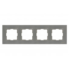 Рамка четверная стеклянная горизонтальная JAZZ graphite pearl (0724) Графитовая, Качество