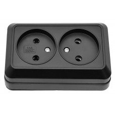 Внешняя двойная розетка OPERA (2107) черный, Качество