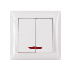 Выключатель двойной с подсветкой PRIMERA (3006) белый, Качество