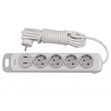 Сетевой удлинитель Luxel Nota 4 розетки 3М с заземлением и выключателем +2 USB гнезда(4353), Качество