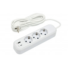 Сетевой удлинитель Luxel 3 розетки 5М с заземлением + USB+Type C (7165), Качество