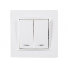 Выключатель двойной с подсветкой JAZZ (9006) белый, Качество