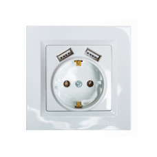 Розетка с заземлением и двумя USB портами 2,1A Luxel JAZZ (9030) белый, Качество