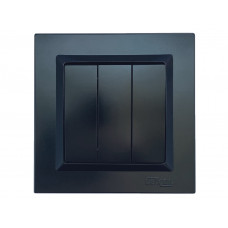 Выключатель тройной Luxel JAZZ (9113) Черный, Качество