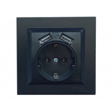 Розетка с заземлением и двумя USB портами 2.1A Luxel JAZZ (9130) Черная, Качество