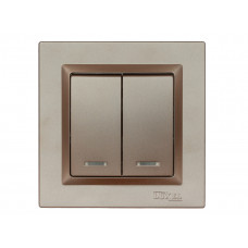 Выключатель двойной с подсветкой Luxel JAZZ (9206) Терракотовый, Качество